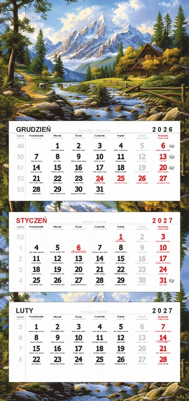 Kalendarz trójdzielny główka bez wypukłości KTR2 63508 DARRIEUS